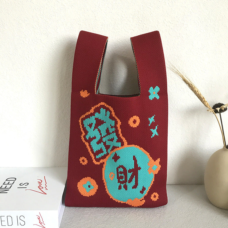 Women's Knitted Wool Vest Version Hand Carrying Handbags