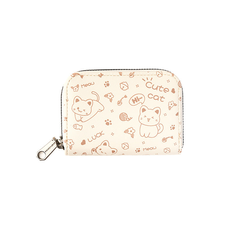 Cute Simple Stroke Cat File Multiple Slots Large Card Holder