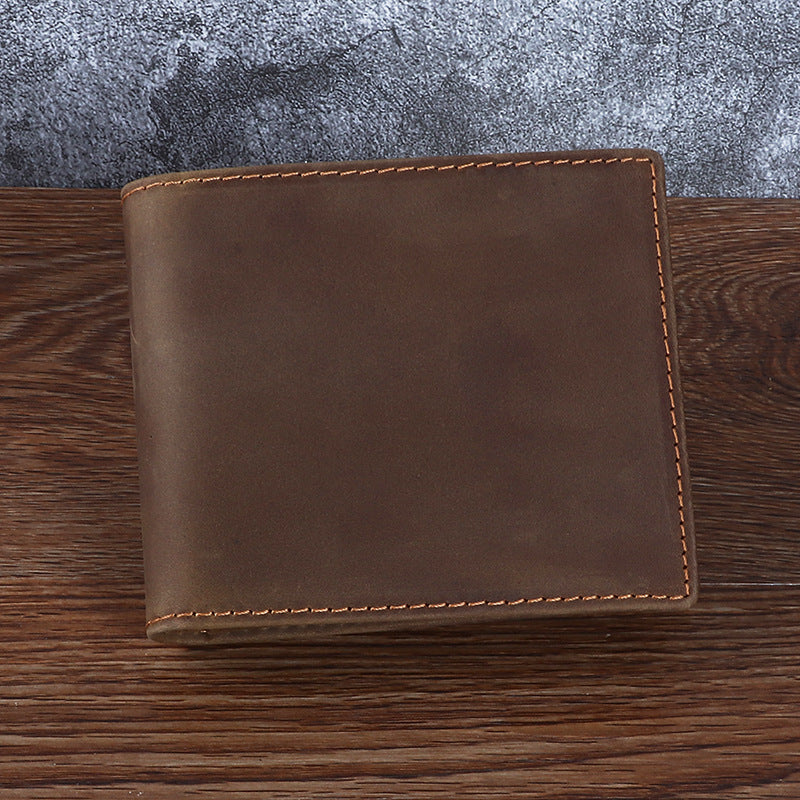 Men's Crazy Horse Leather Short Business First Layer Men's Wallets