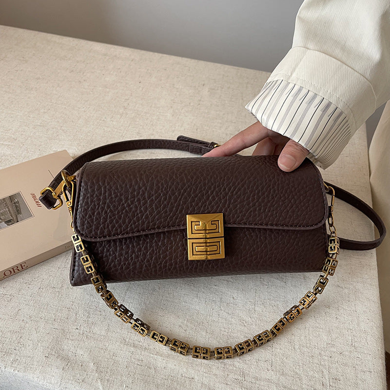 Women's Springtide Versatile Chain Litchi Pattern Solid Color South Bags
