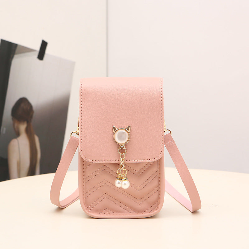 Glamorous Women's Mobile Pearl Mini Diamond Women's Messenger Bag