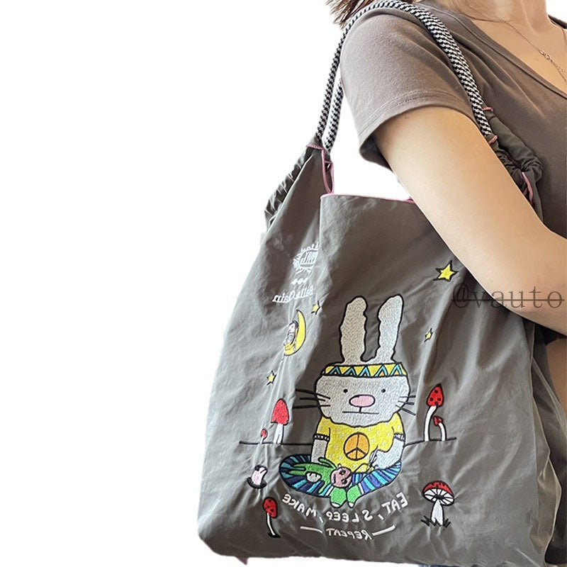 Women's Style Hair Band Rabbit Embroidery Shopping Handbags