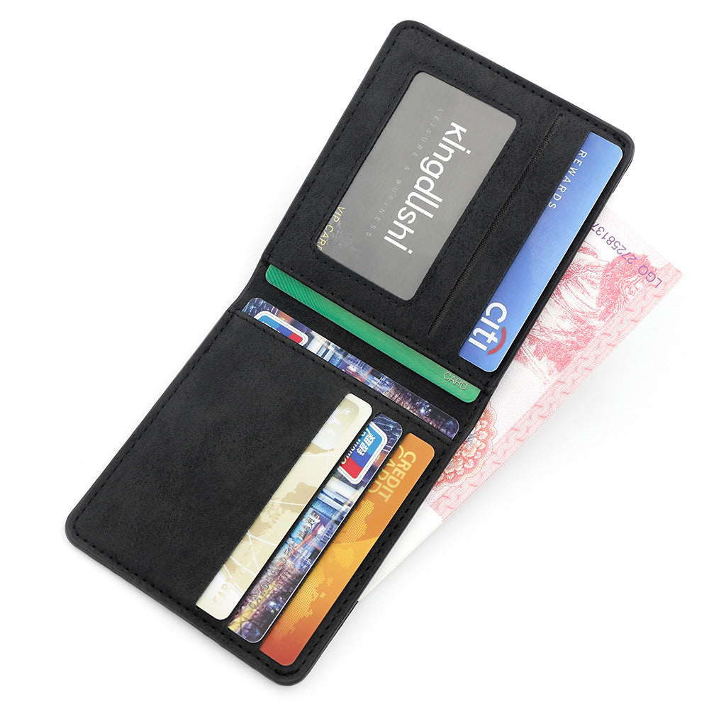 Men's Style Short Solid Color Simple Thin Card Holder