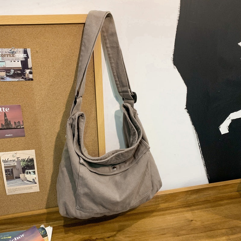 Women's & Men's Style Washed Canvas Large Capacity College Women's Messenger Bag