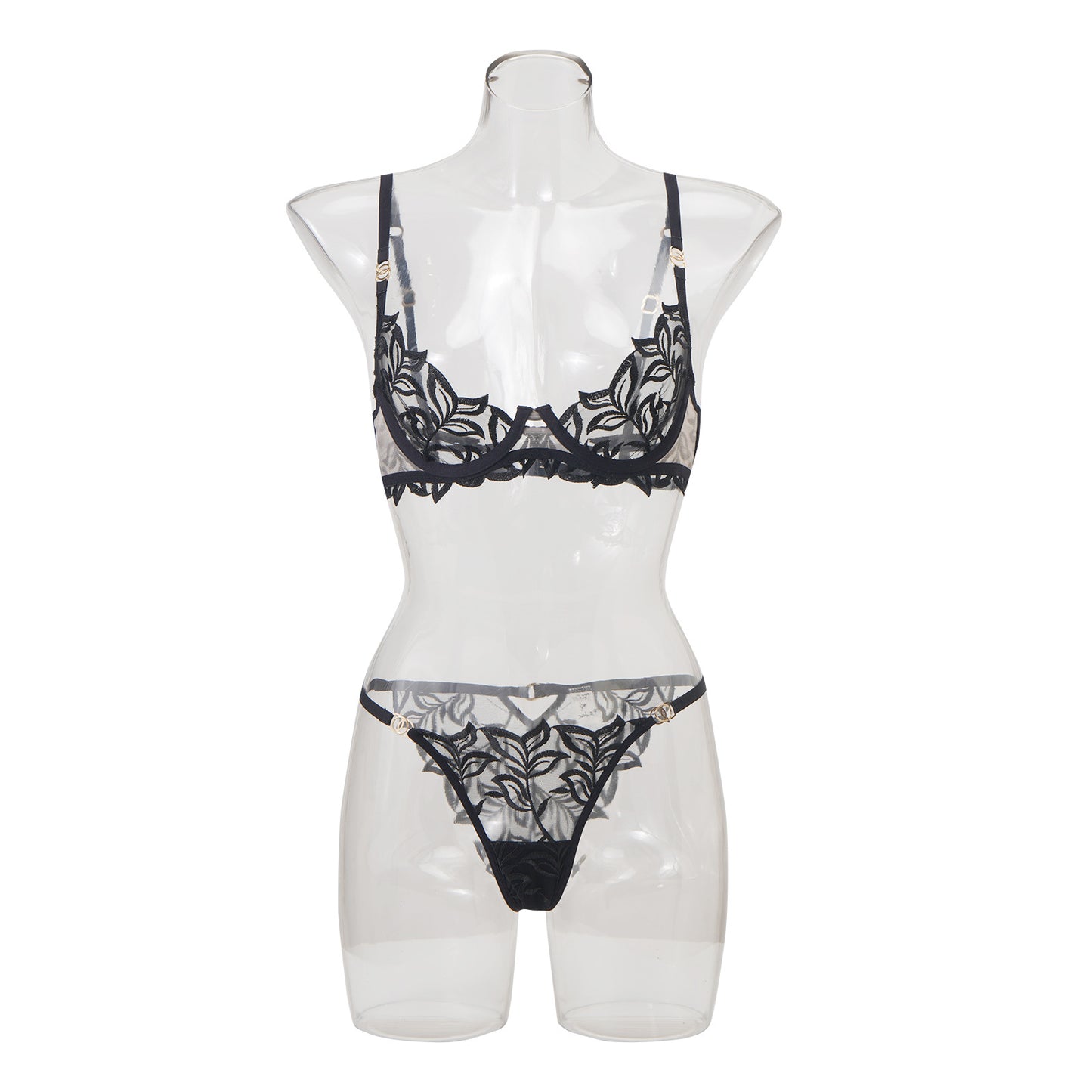 Women's Classic Embroidery Two Suit Underwear Fishbone Bras