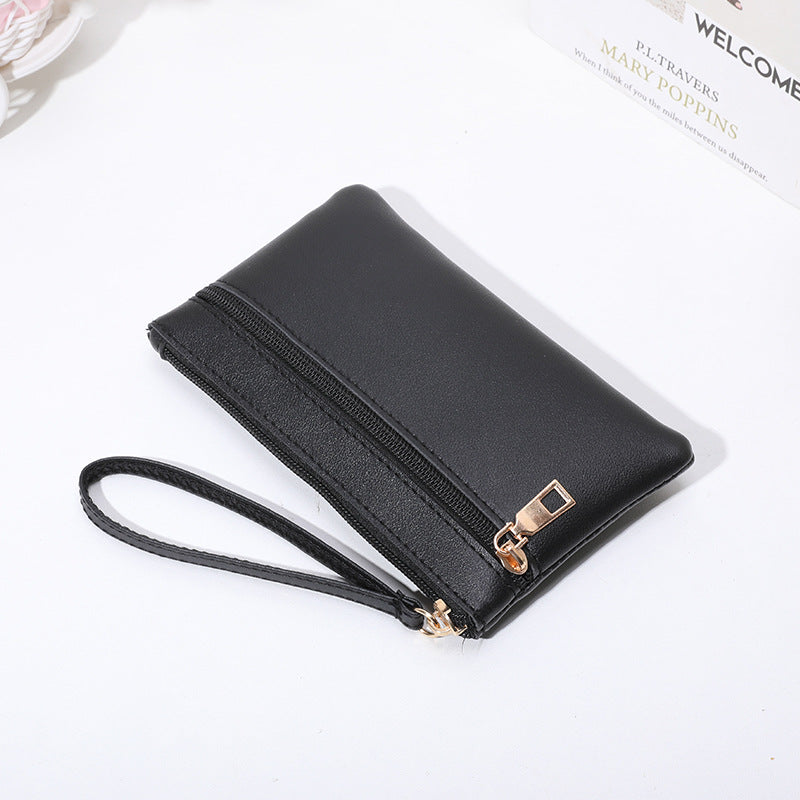 Women's Solid Color Double Zipper Mobile Mid-length Handbags