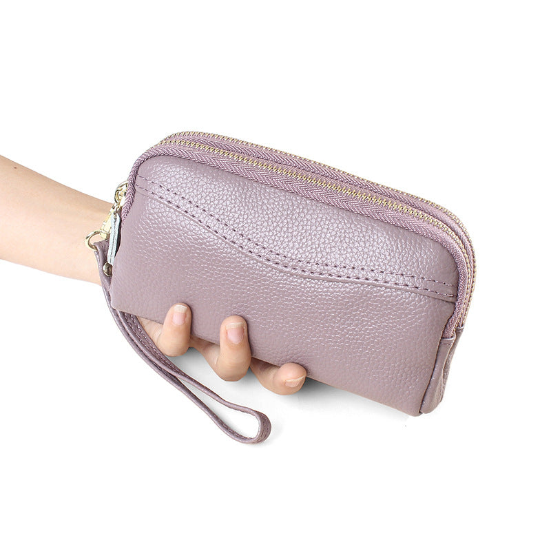 Women's Long High-grade Large Capacity Fashion Leather Double Zip Ladies Wallet