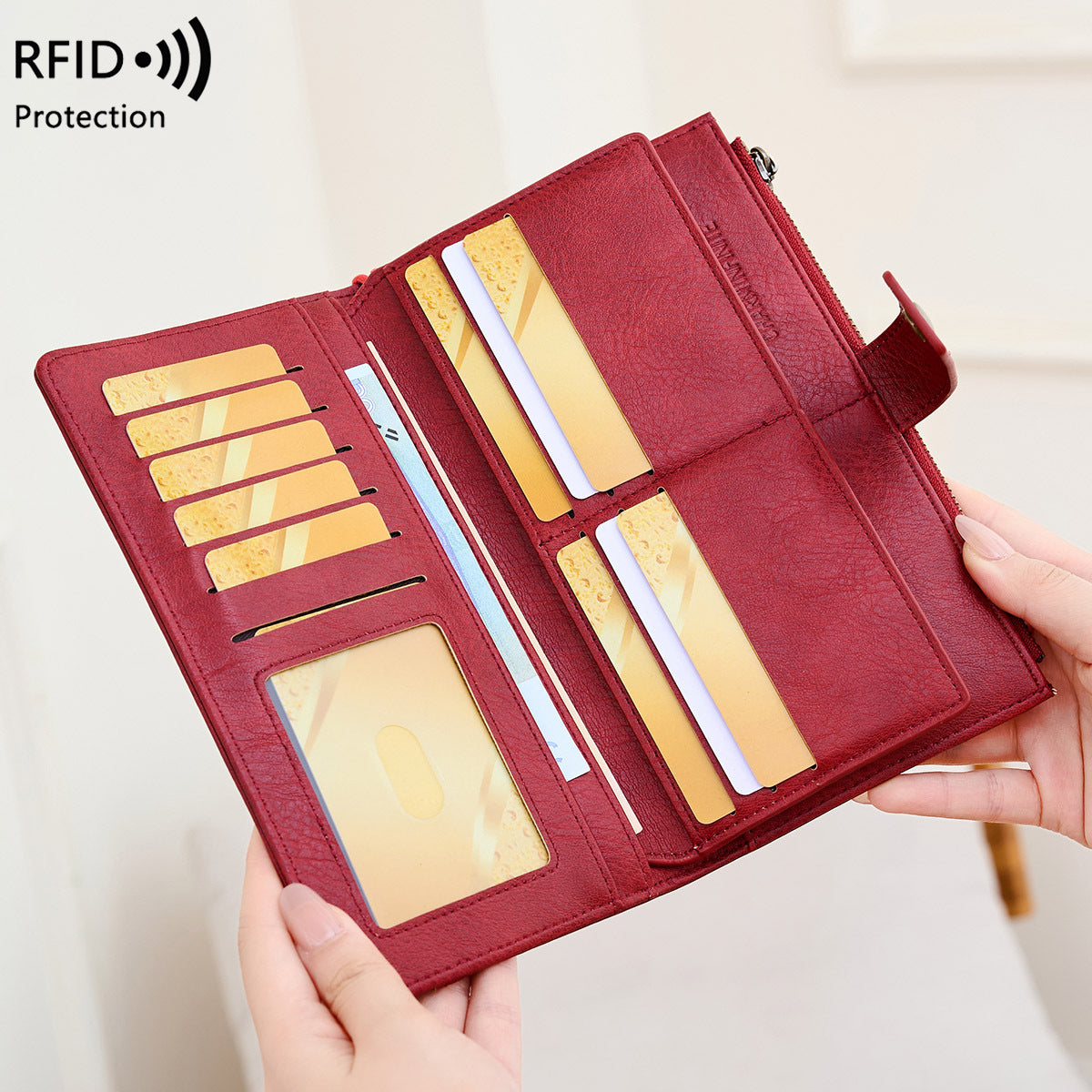 Women's Swiping Long Fashion Retro Multiple Slots Handbags