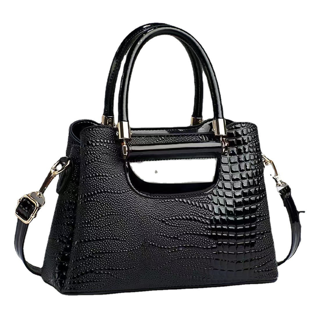 Women's Bright Leather Stone Pattern Large Handbags