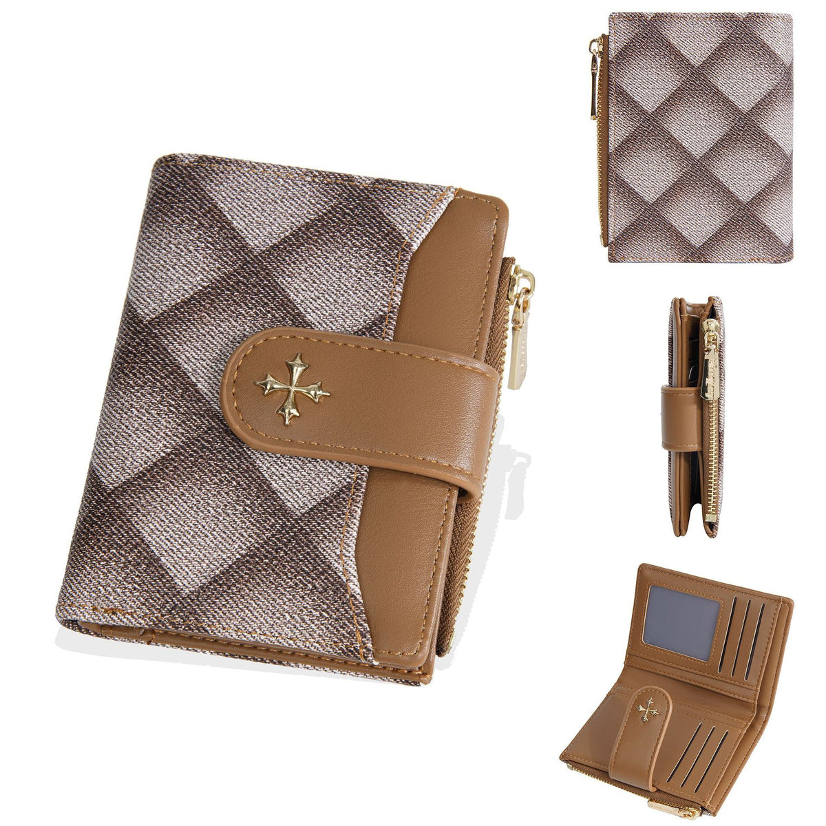 Women's No Short Diamond Pattern Hasp Zipper High Ladies Wallet