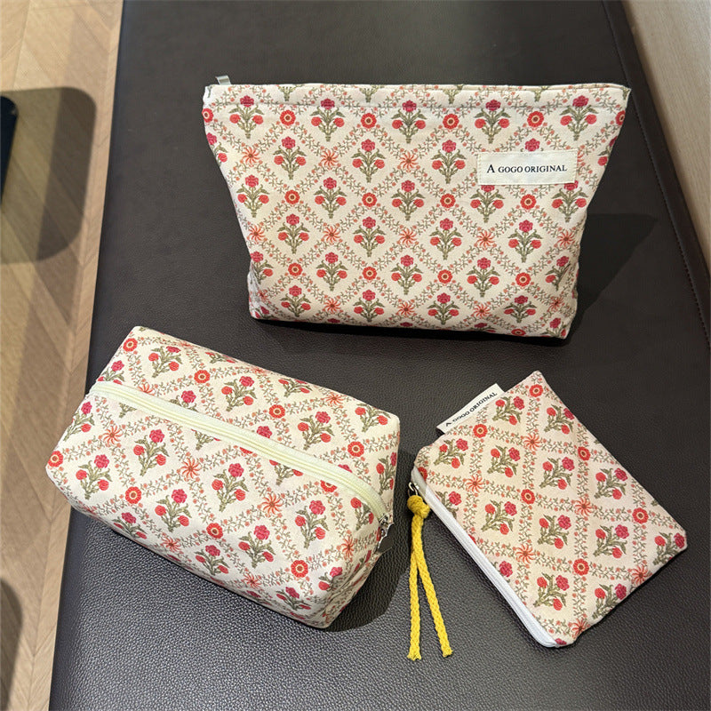 Flower Printing Pillow Floral Pencil Good-looking Large Capacity Makeup Bag