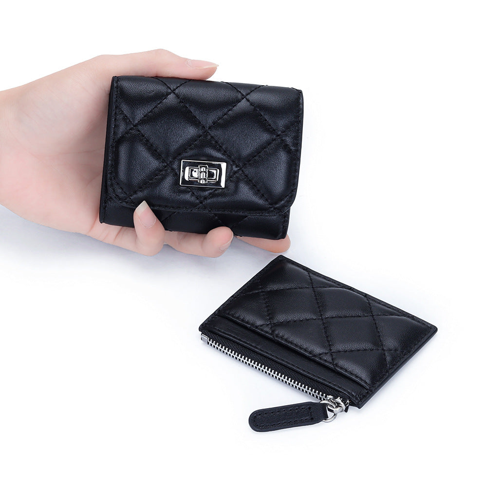 Genuine Leather Spring Short Sheepskin Banknote Ladies Wallet