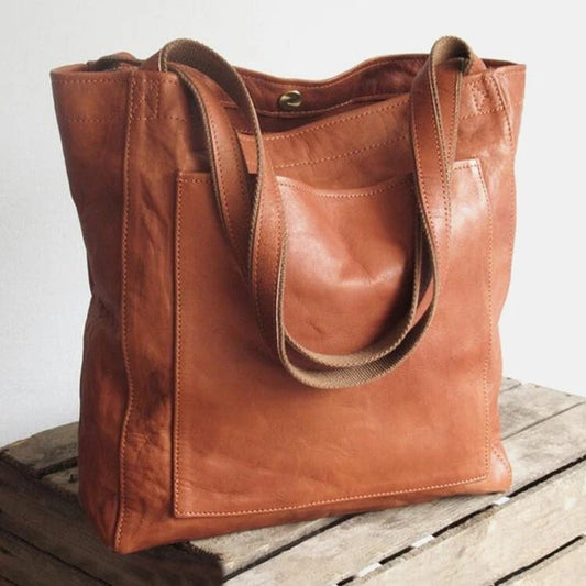 Women's Portable With Pocket One Retro Oil Waxed Tote Bags