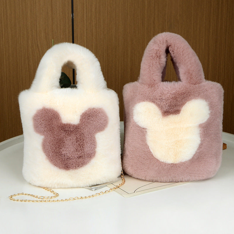 Niche Furry Western Style Cute Mickey Handbags
