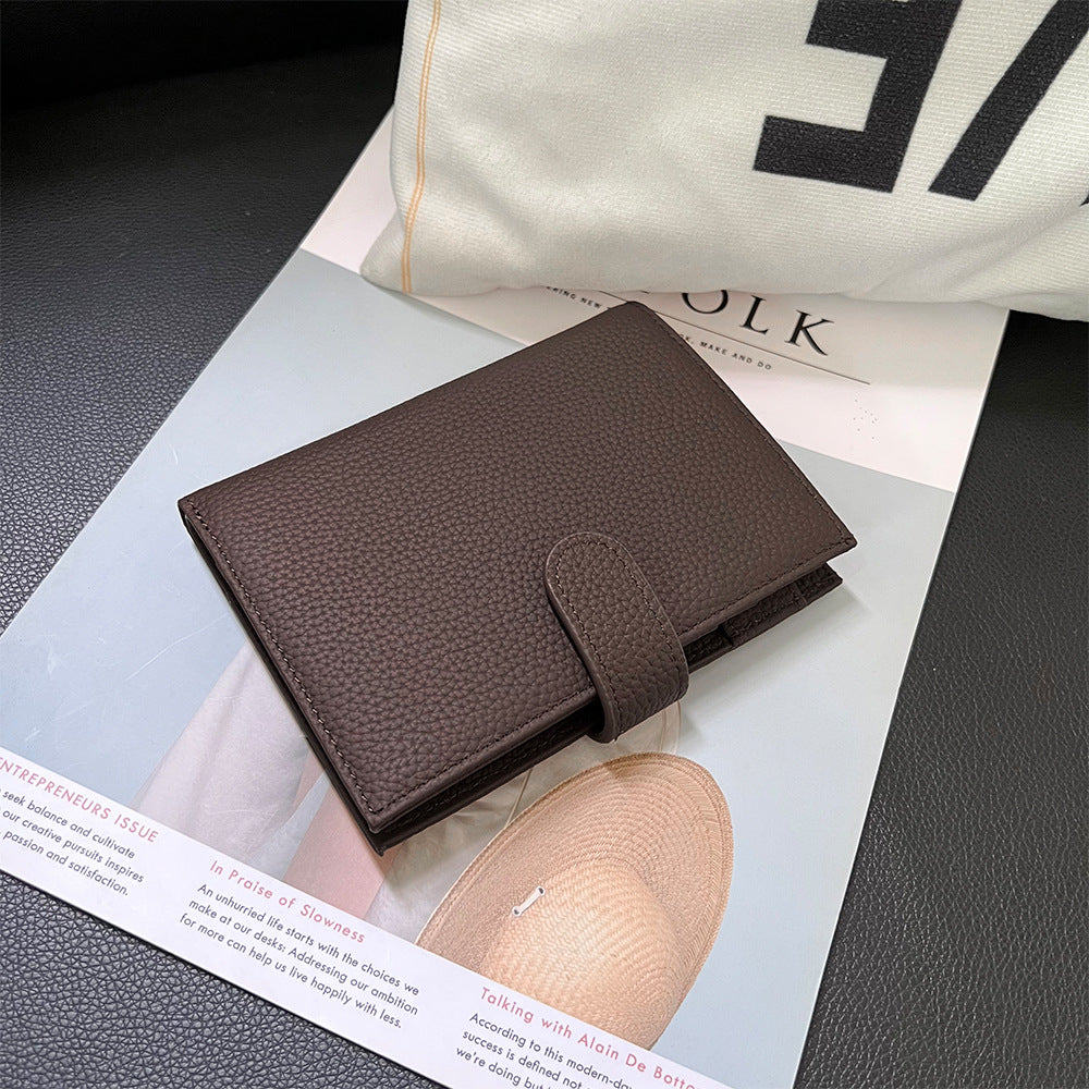 Women's Top Layer Cowhide Multifunctional Halter Passport Cover Document Genuine Ladies Wallet