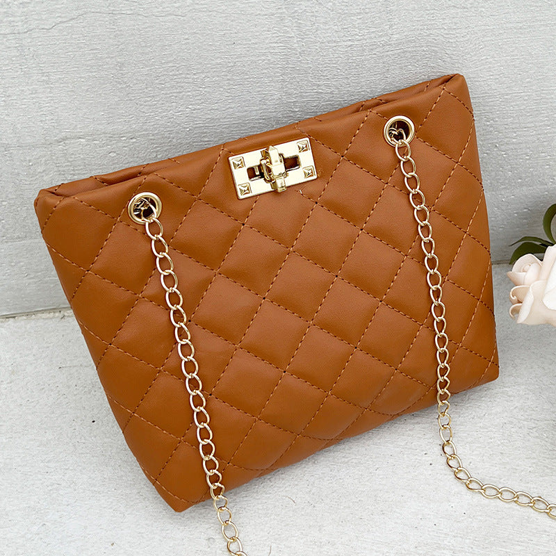 Women's Fashion Trend Rhombus Metal Chain Women's Shoulder Bag