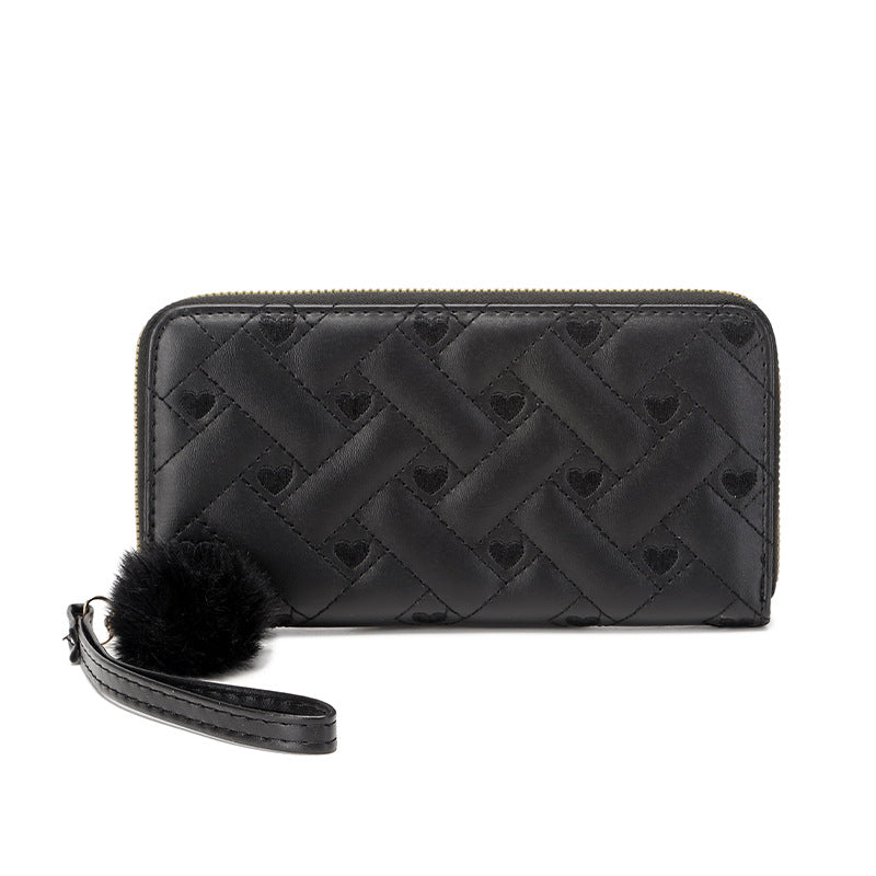 Women's Summer Indentation Mid-length Clutch Trendy Love Change Mobile Ladies Wallet