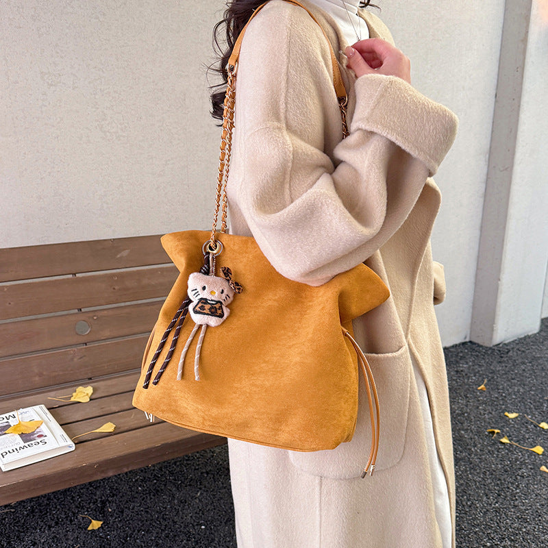 Women's Commuter Large Capacity Suede Vintage Trendy Underarm Drawable Women's Shoulder Bag