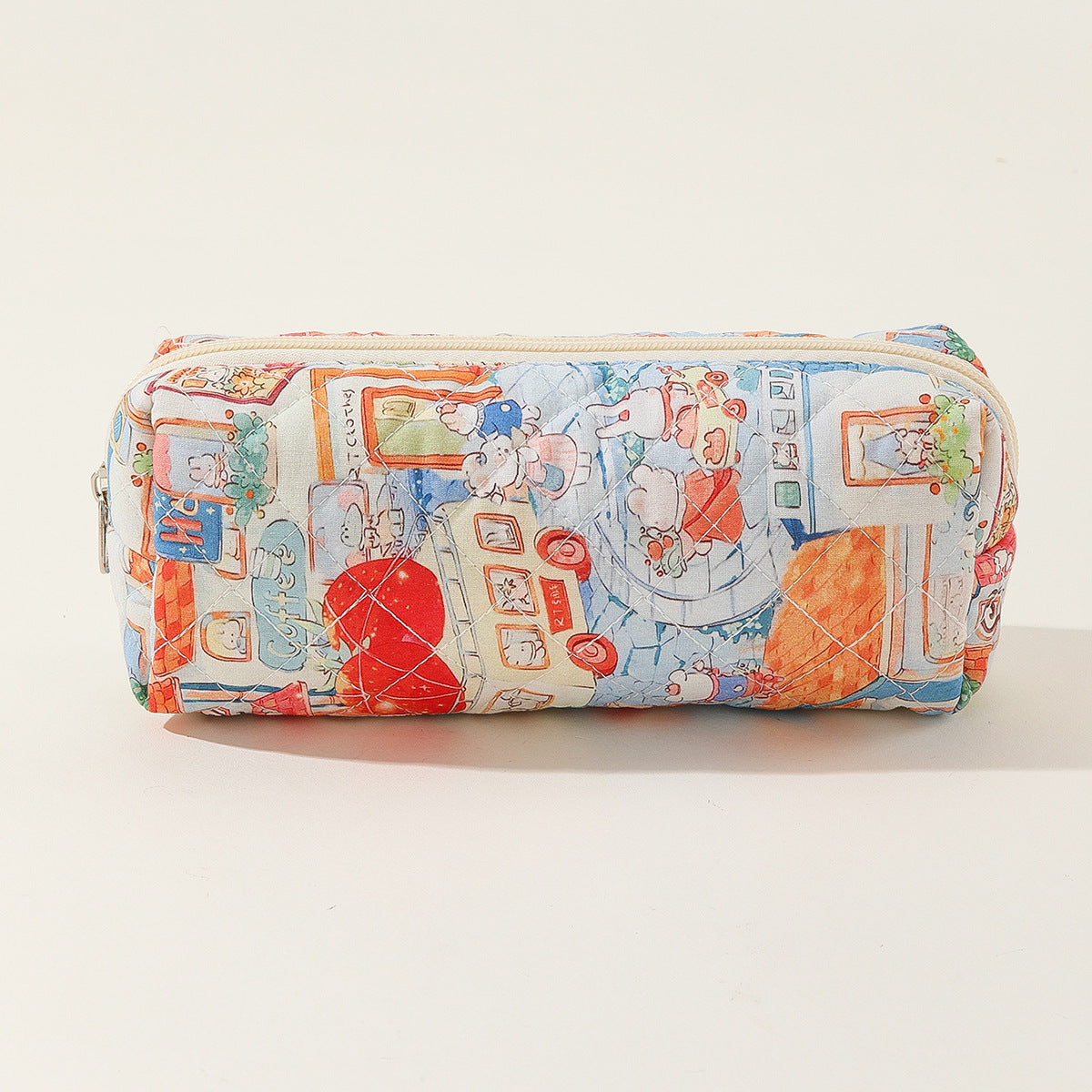 Cotton Portable Large Striped Polka Dot Storage Carrying Quilted Makeup Bag