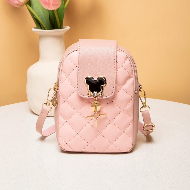 Women's Rhombus Chain Trendy Fashion Pouches Mobile Female Bags