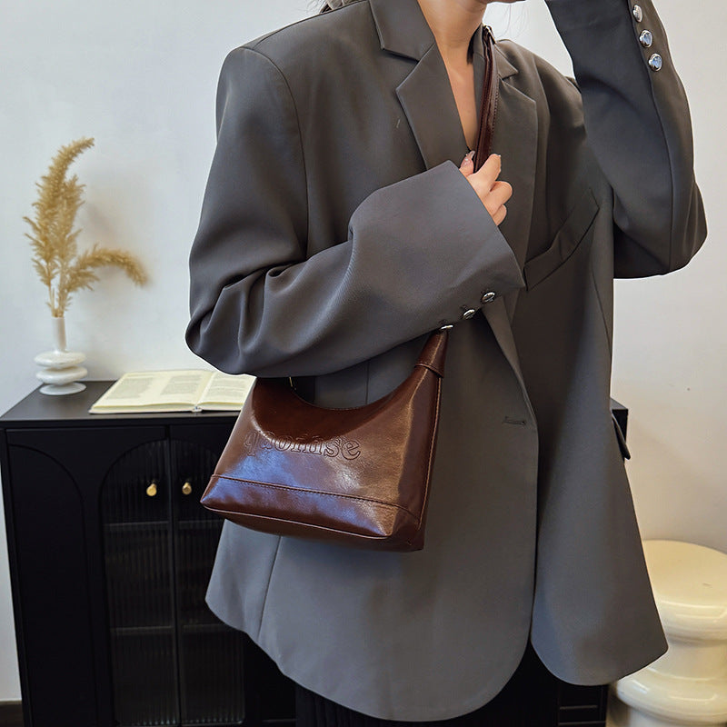 Retro Springtide Flow Solid Color Texture Diagonal One Women's Shoulder Bag