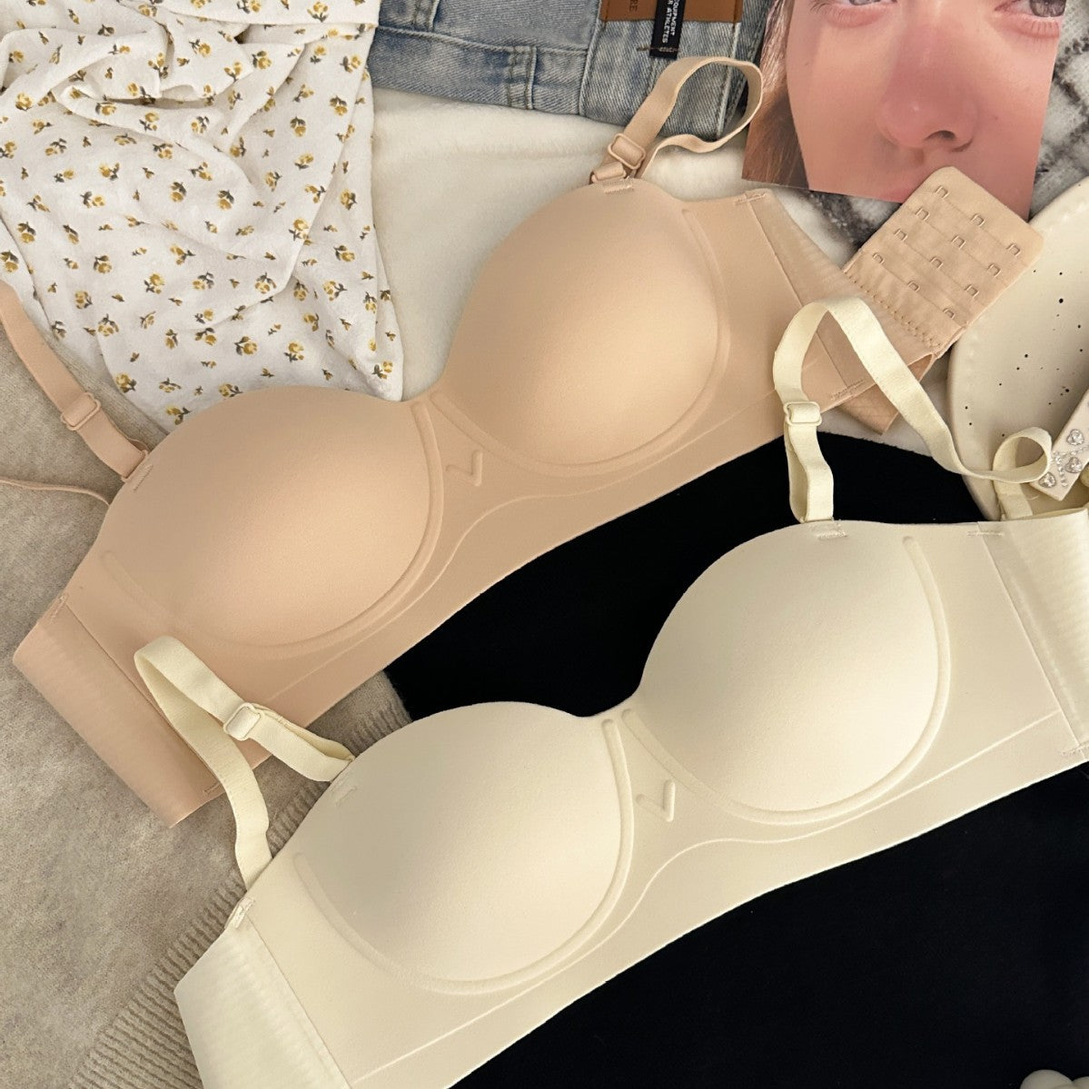 Underwear Small Breast Thin Upper Support Without Steel Lingerie Sets