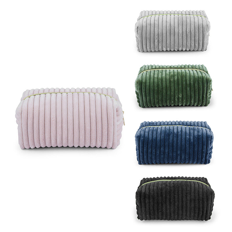 Bold Stripes Corduroy Plush Storage Large Bags