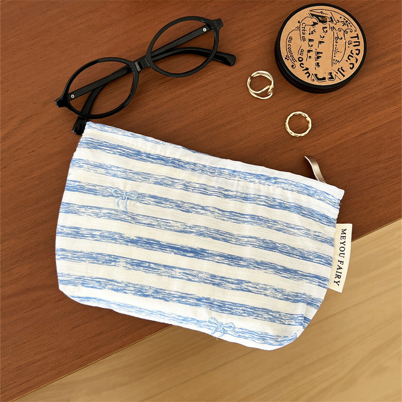 Simple Striped Toiletry Storage Buggy Good-looking Cosmetic Bags