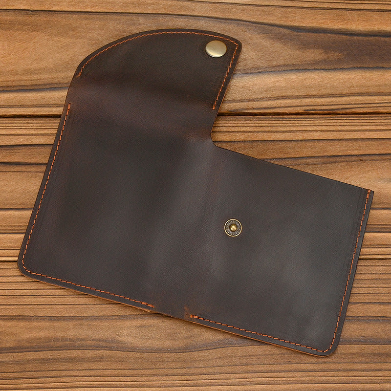 Men's Crazy Horse Leather Short Genuine First Card Holder