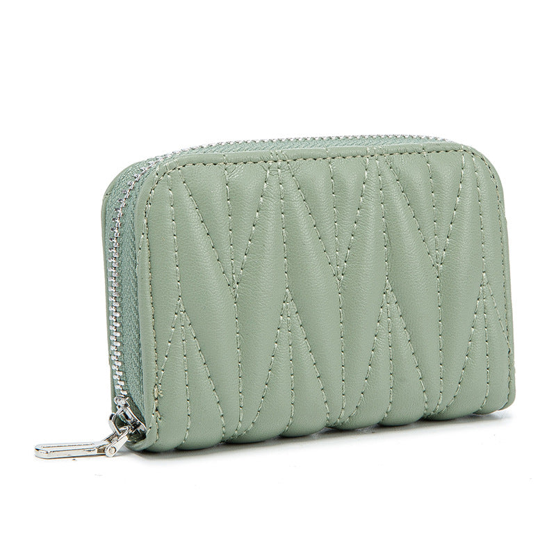 Glamorous Women's Passport Lambskin Zipper Mini Card Holder