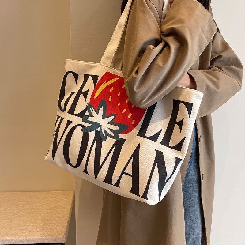 Women's Letter Canvas Large Capacity Commuter For Women's Shoulder Bag