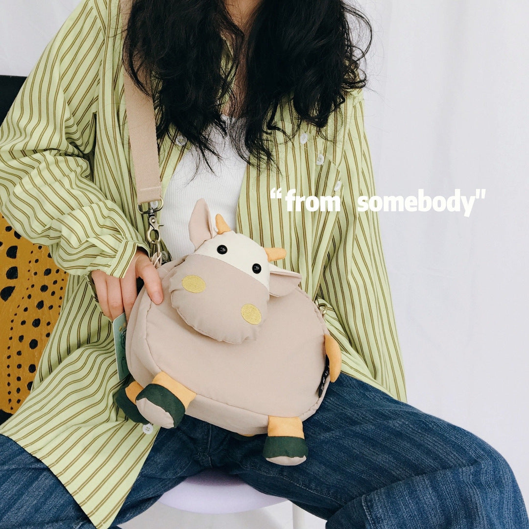 Tricolor Patch Yuan Ye Calf Female Plush Women's Messenger Bag