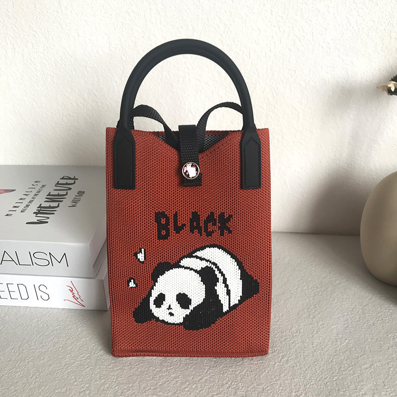 Panda Mobile Knit Personal Leisure Texture Handbags