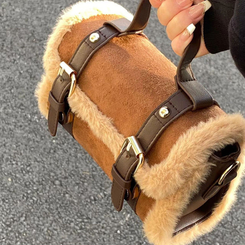Lamb Wool Plush Large Capacity Portable Women's Messenger Bag