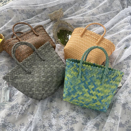 Women's Vegetable Basket Imitation Rattan Woven Hand Gift Handbags