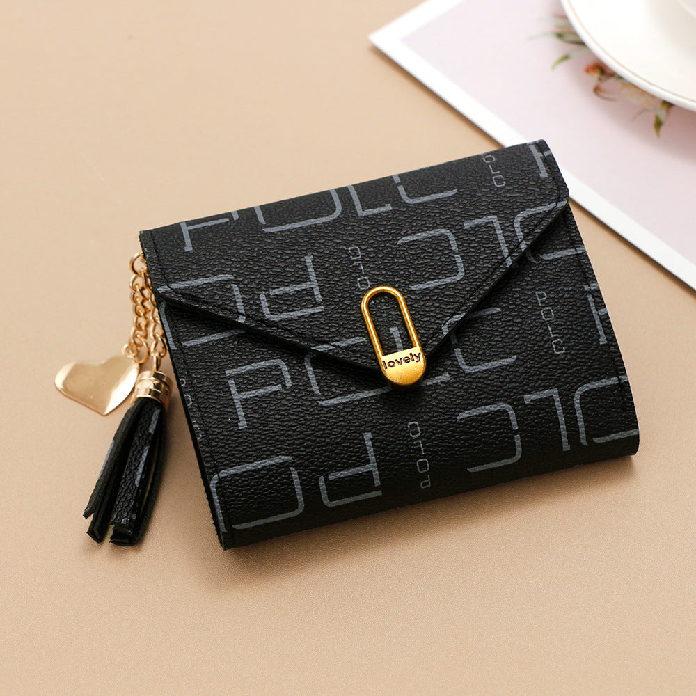 Women's Korean Style Short Tassel Printed Letter Ladies Wallet