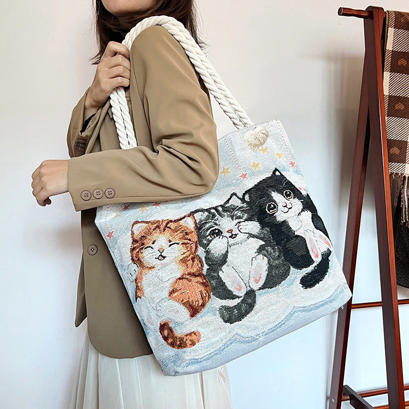 Women's Style Medium Canvas Large Double Sided Shoulder Bags