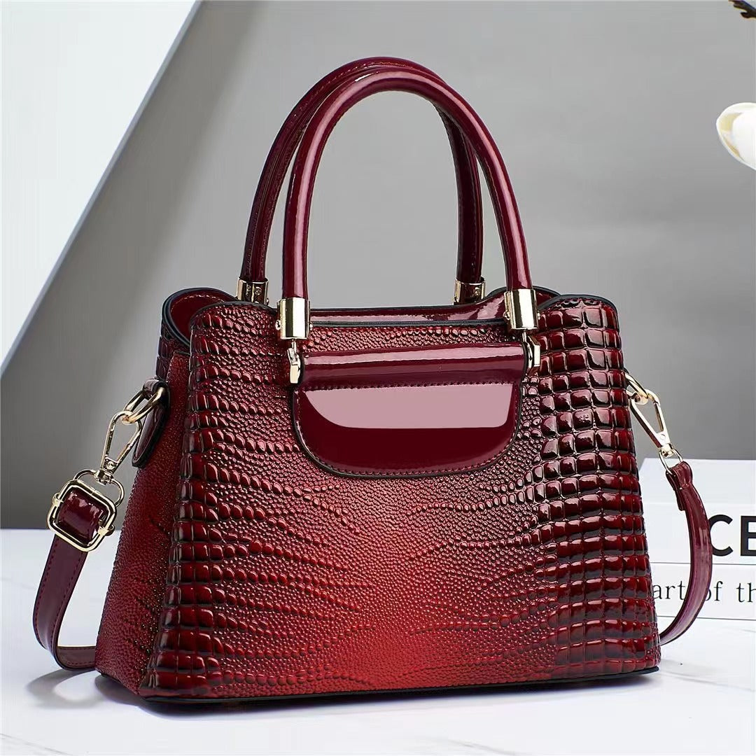 Women's Bright Leather Stone Pattern Large Handbags