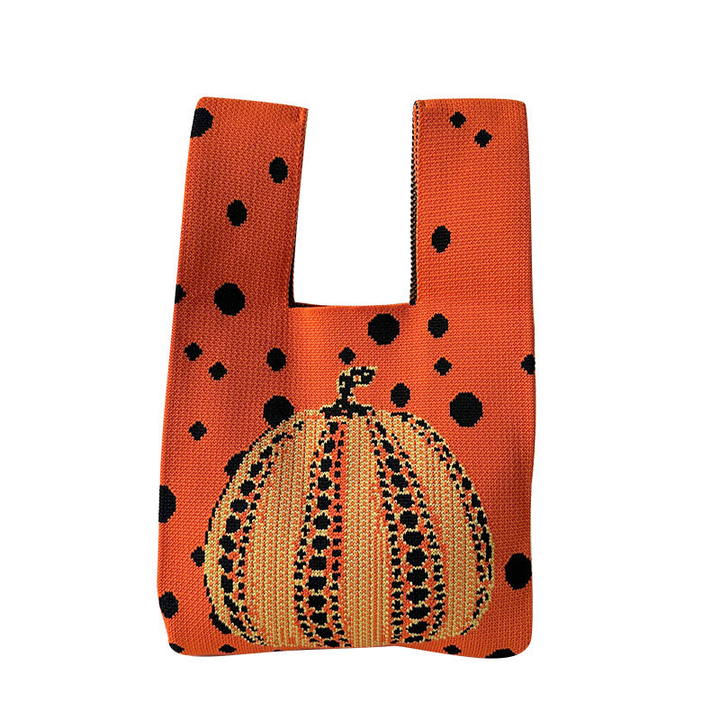 Women's Pumpkin Knitted For Versatile Large Capacity Handbags