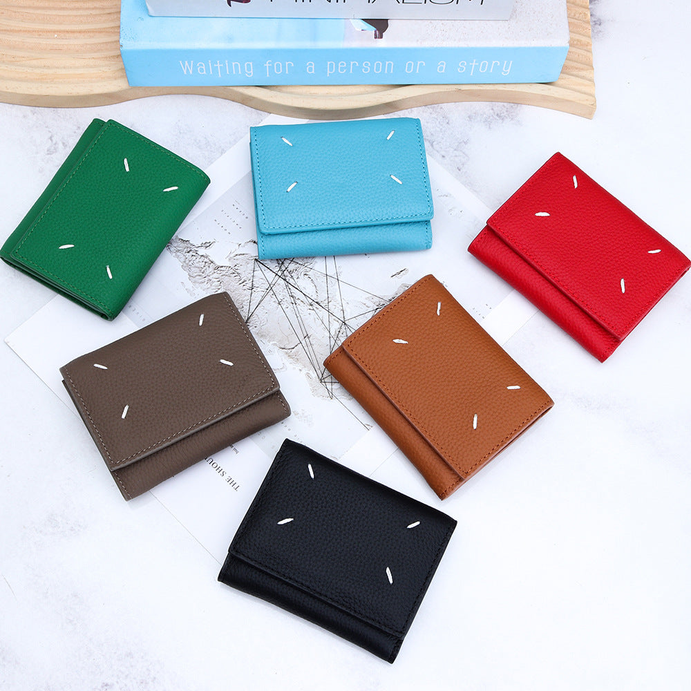 Women's Pure Cowhide Short Fashion Genuine Leather Purses