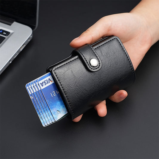 Comfortable American Gold Aluminum Alloy Automatic Card Holder