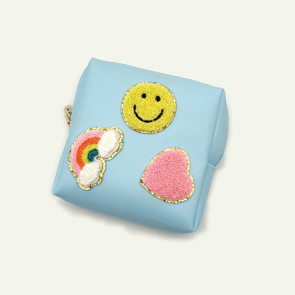 Women's Sanitary Napkin Towel Embroidery Letter Storage Toiletries Makeup Bag