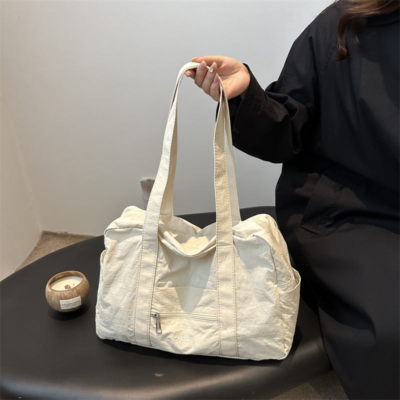 Simple Solid Color Tooling Style Leisure Large Women's Shoulder Bag