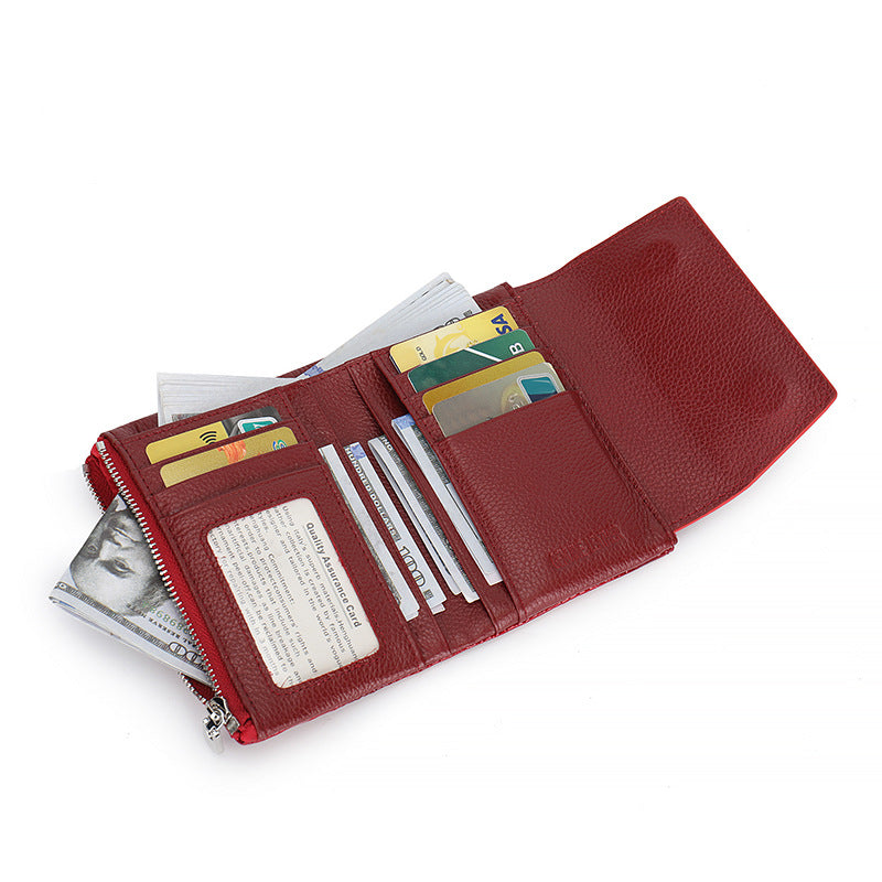 Women's Short Leather High-grade Paint Magnetic Snap Ladies Wallet