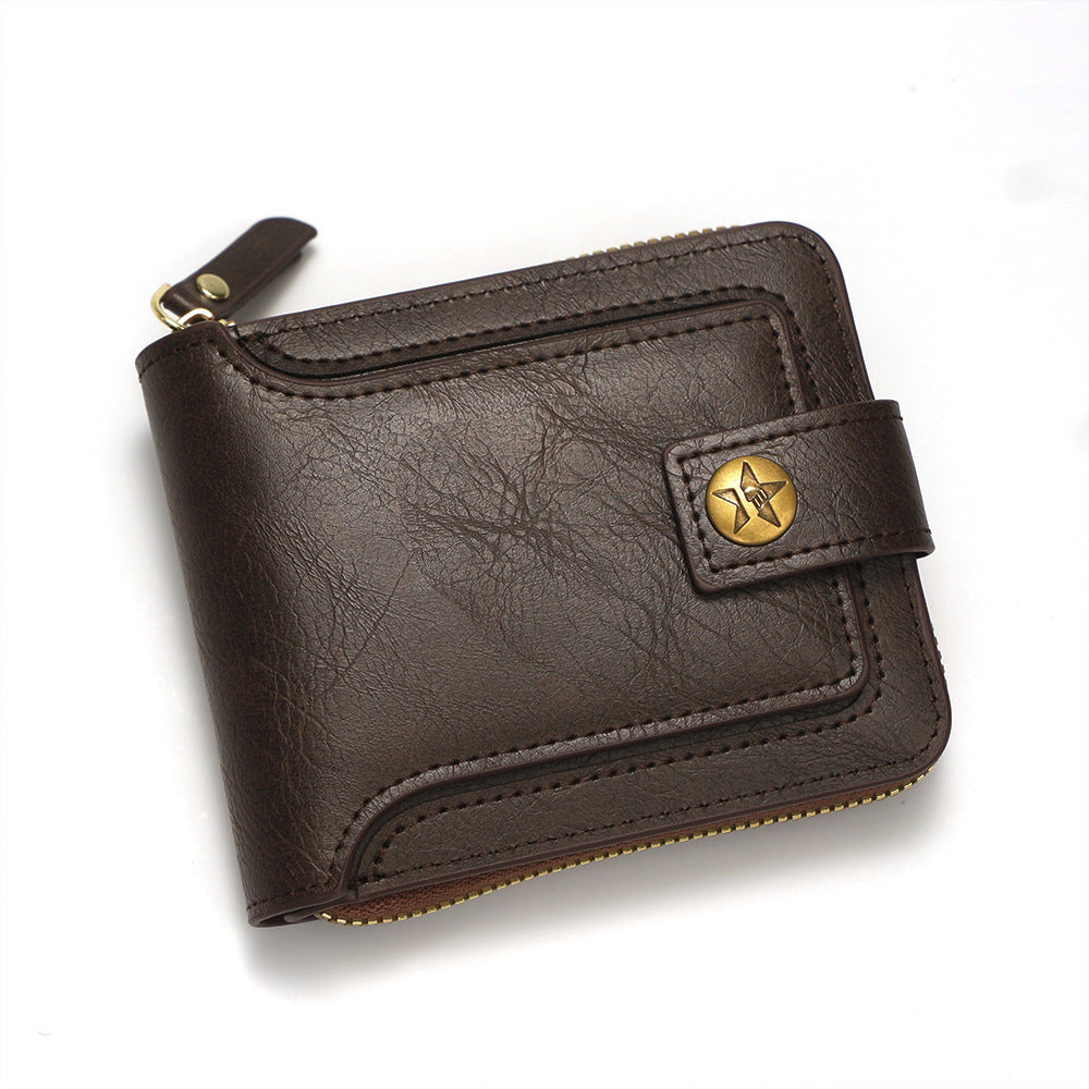 Men's High-grade Retro Zipper Change Storage Hot Men's Wallets