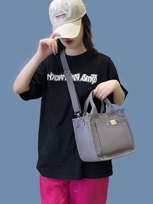 Women's Canvas Simple Artistic Portable Lunch Handbags