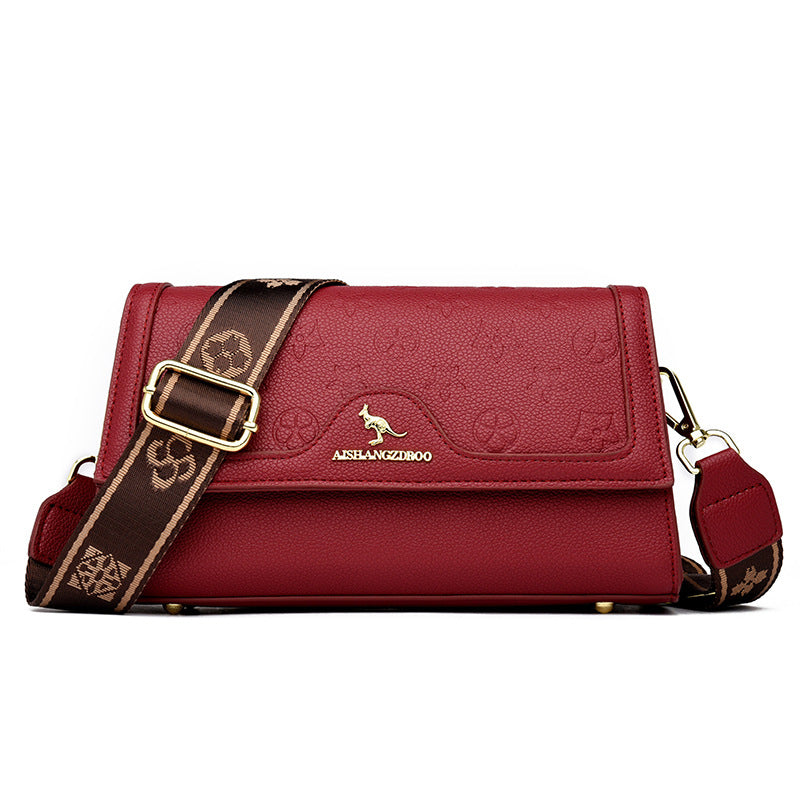Women's Fashion Simple Portable Embossed Soft Leather Women's Shoulder Bag