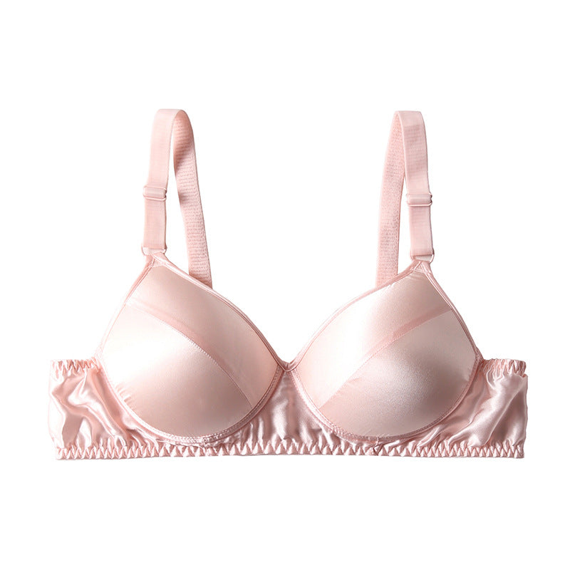 Women's Summer Thin Small Chest Gathered Mulberry Everyday Bras