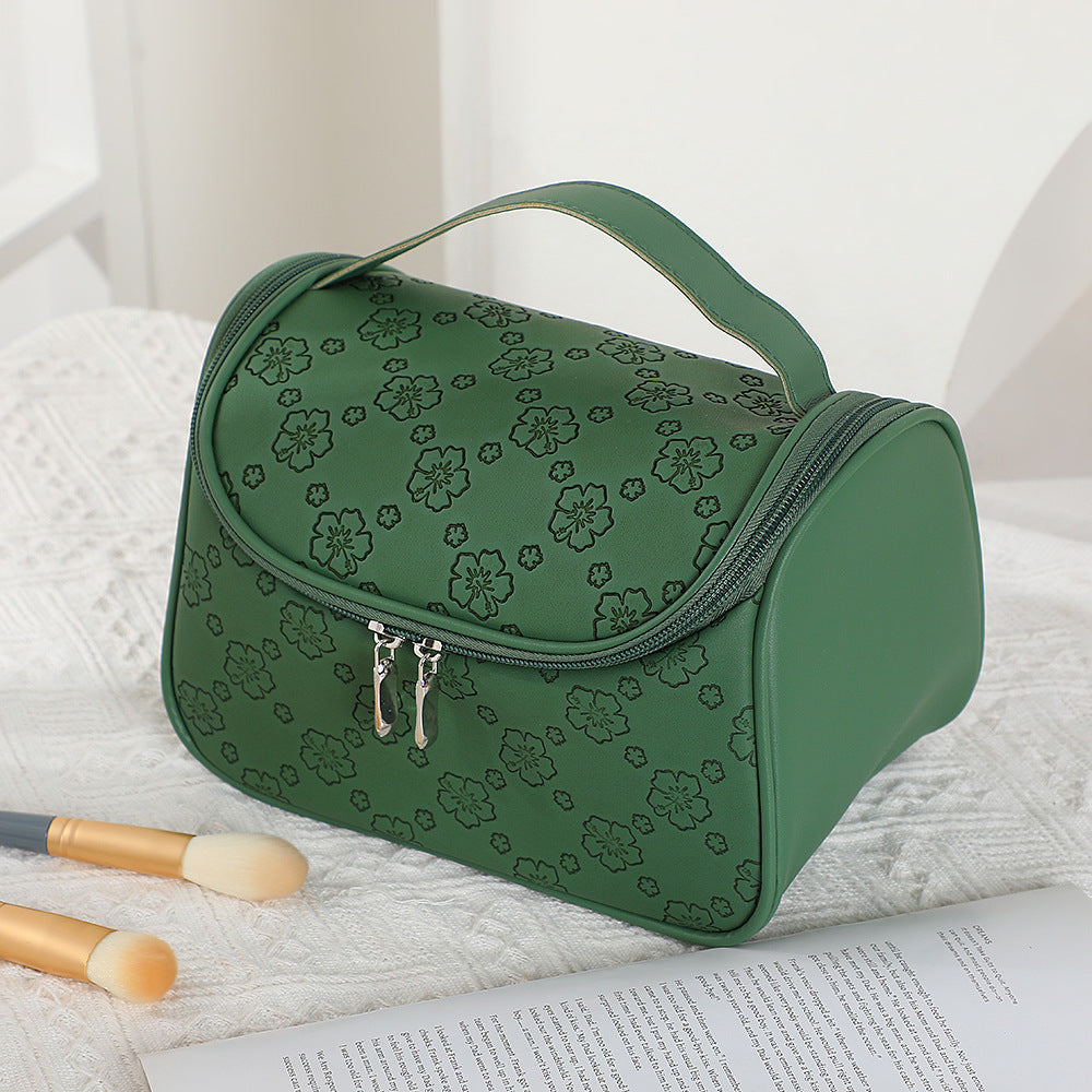 Women's Large Capacity Retro Embossing Storage Portable Outing Makeup Bag