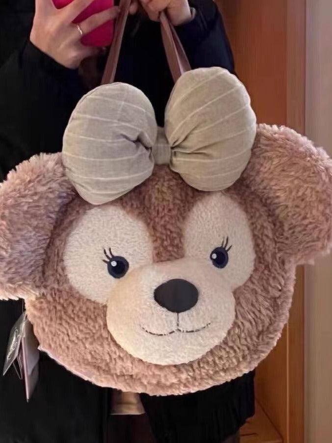Women's Plush Cute Bow Big Head Face Backpacks